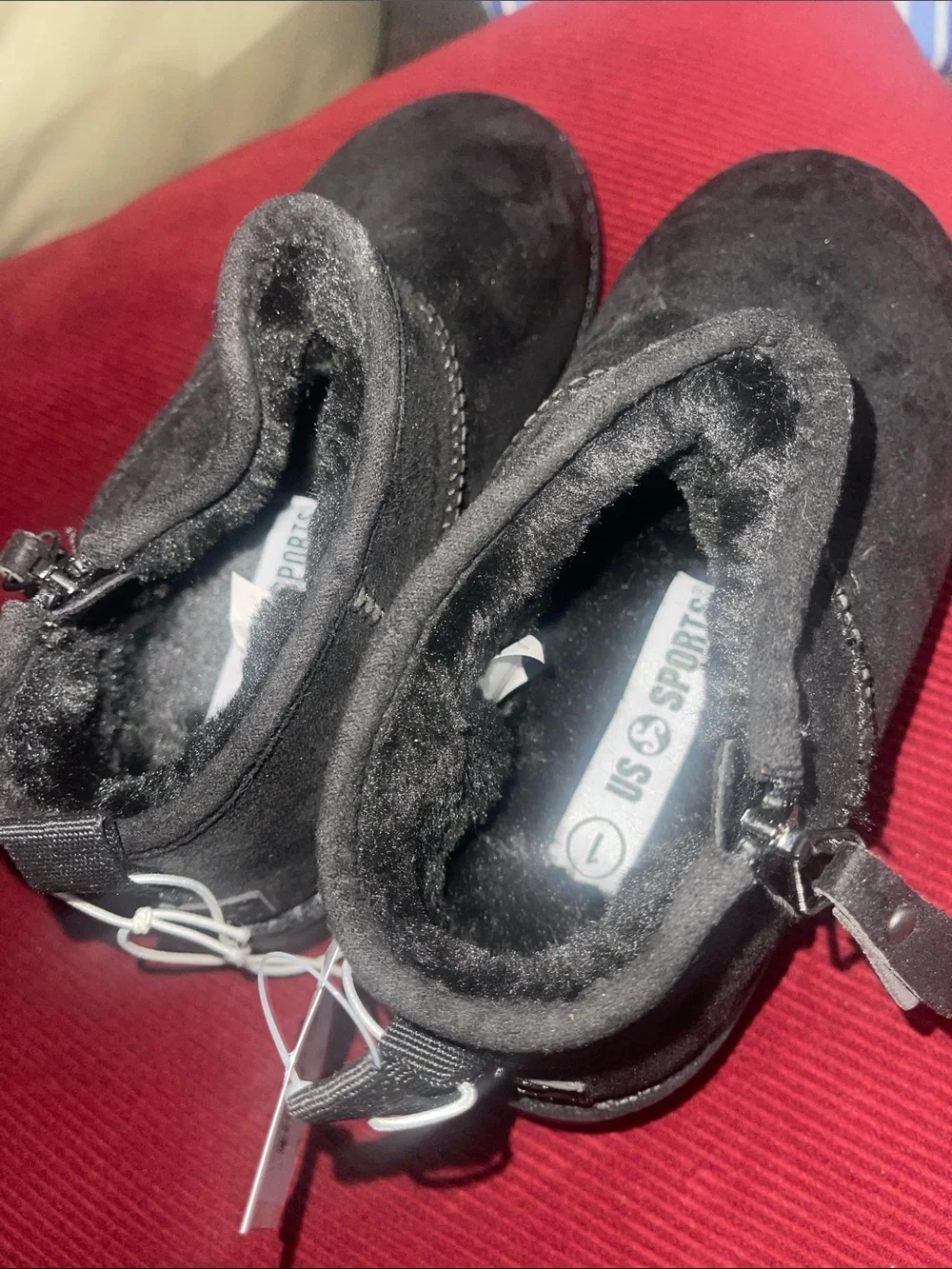 Kids Black Faux-Suede Ankle Boots with Side Zip